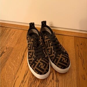 Fendi Black and Brown Patterned Sneakers